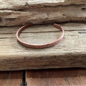 Men's Hammered Copper Open Cuff Bracelet - Copper Tone